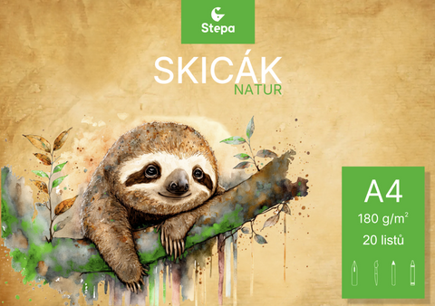 Obrázek produktu: Skicák A4 - 20 listů NATUR - 180g/m²