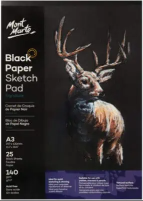 Skicovací blok Mont Marte, černý papír 140g/m2, A3 - 25 listů