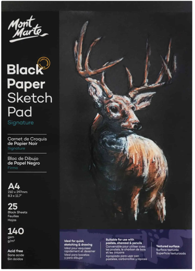 Skicovací blok Mont Marte, černý papír 140g/m2, A4 - 25 listů