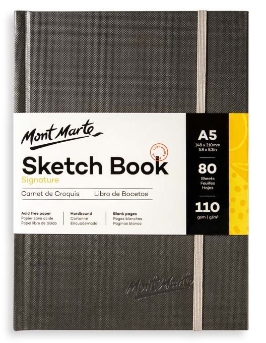 Skicovací blok Mont Marte v pevné vazbě, bílý papír, 110g/m2, A5 - 80 listů