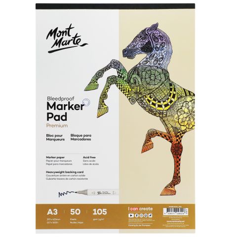 Obrázek produktu: Skicovací blok pro fixy a popisovače Mont Marte PREMIUM - 105g/m2, A3 - 50 listů