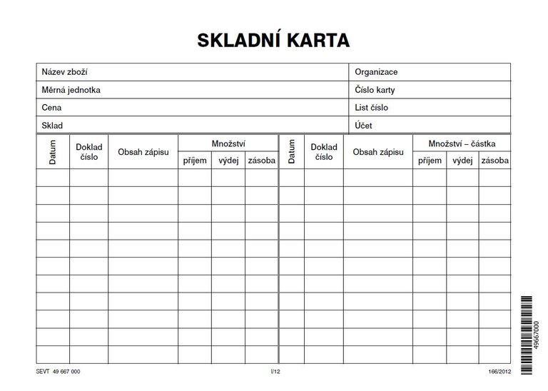 Skladní karta zásob