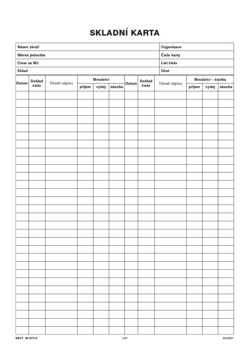 Skladní karta zásob