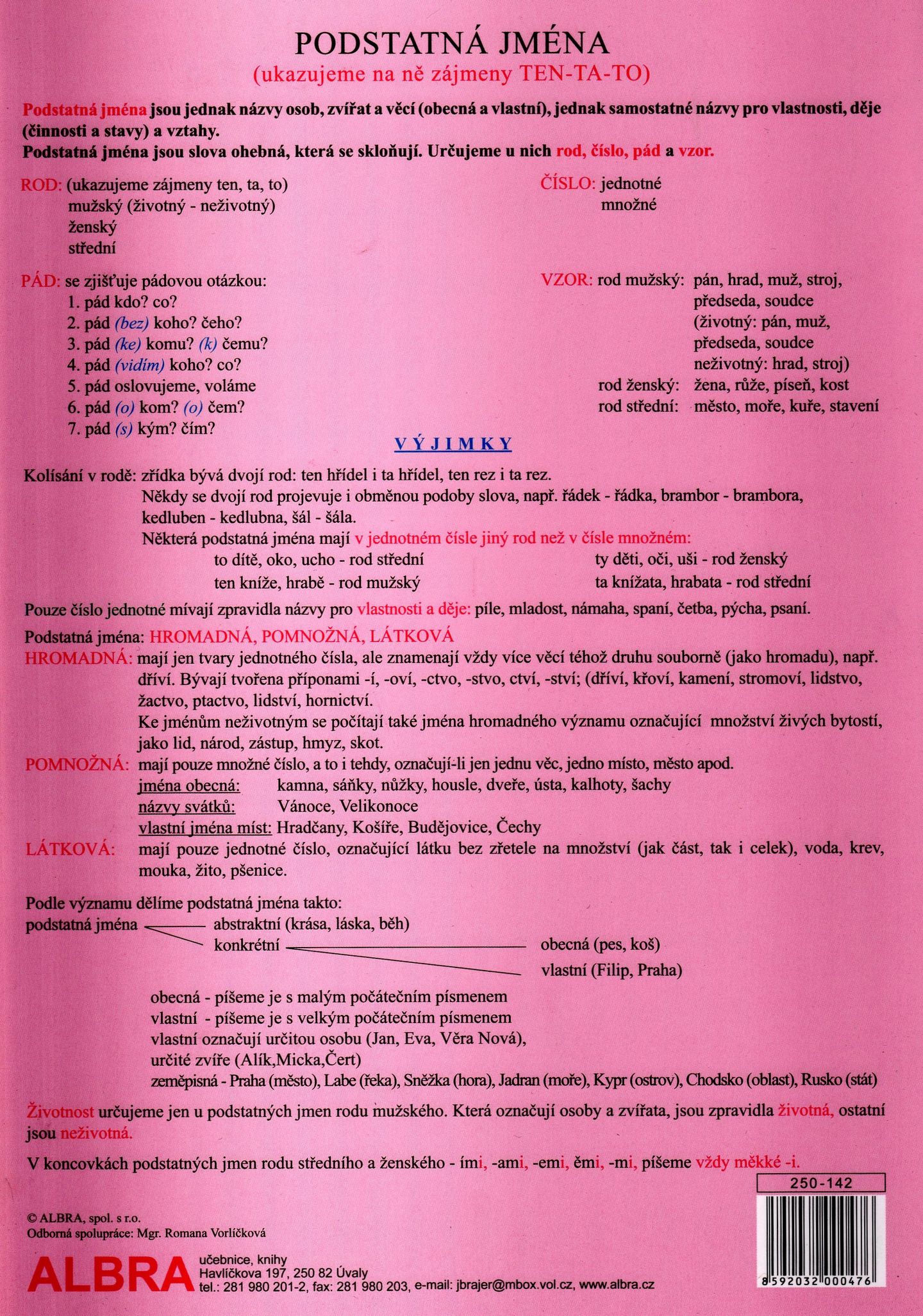 Skloňování vzorů podstatných jmen rodu ženského