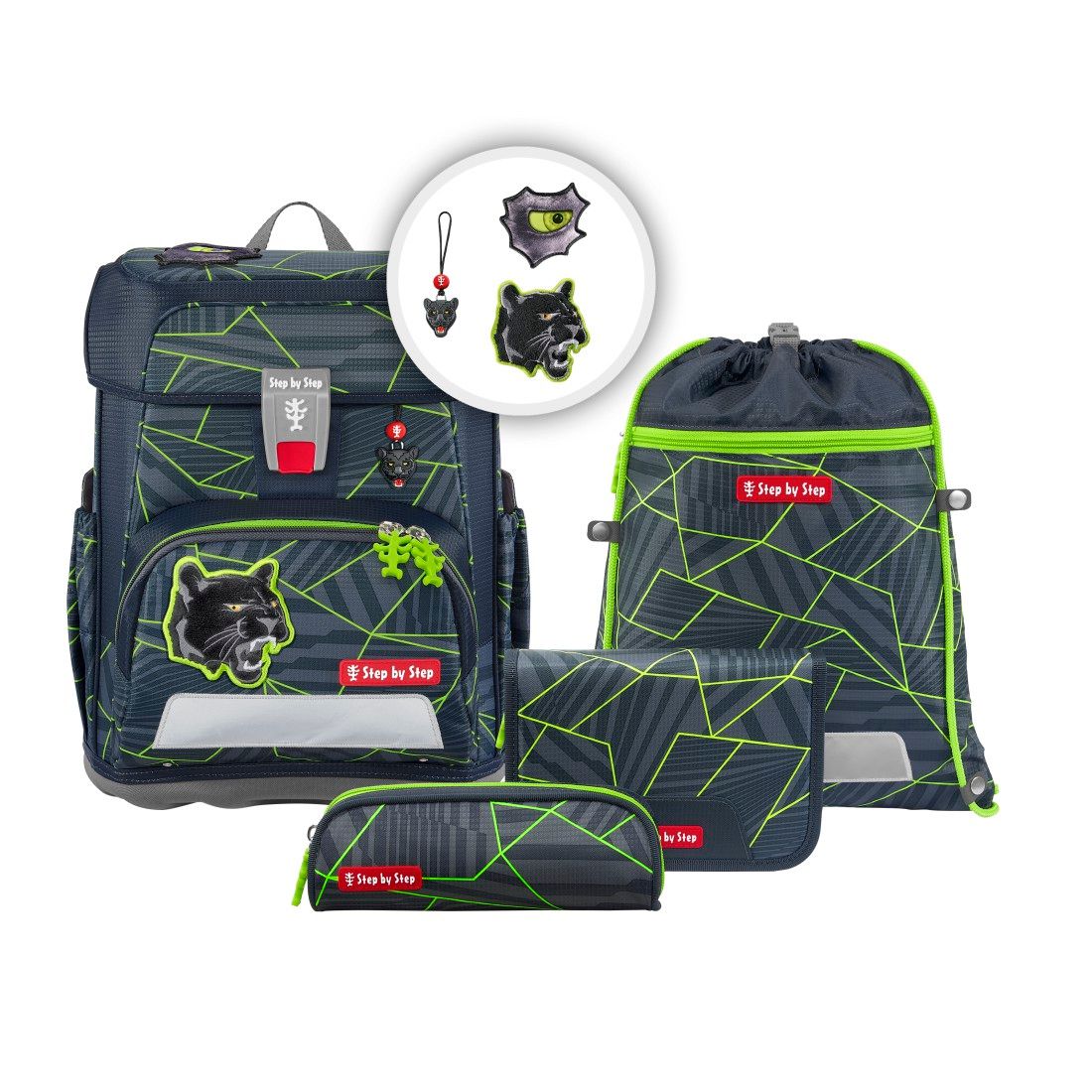Školní aktovka CLOUD pro prvňáčky - 5dílný set, Step by Step Dark Cat Chiko, certifikát AGR