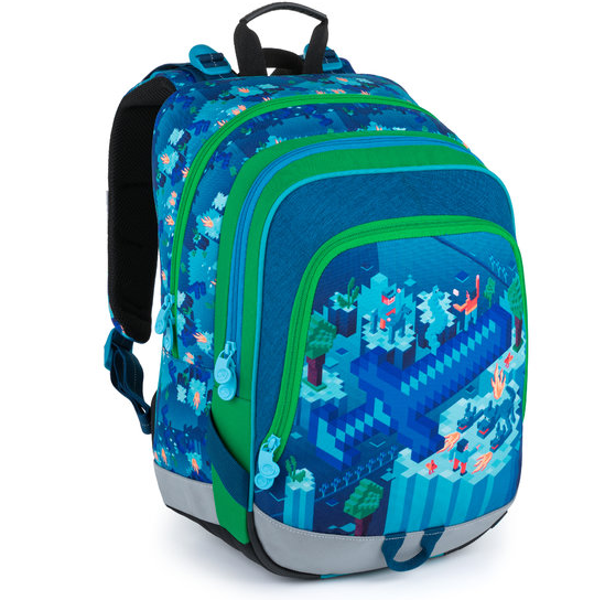 Bagmaster ALFA 21 B školní tříkomorový batoh - kostičky