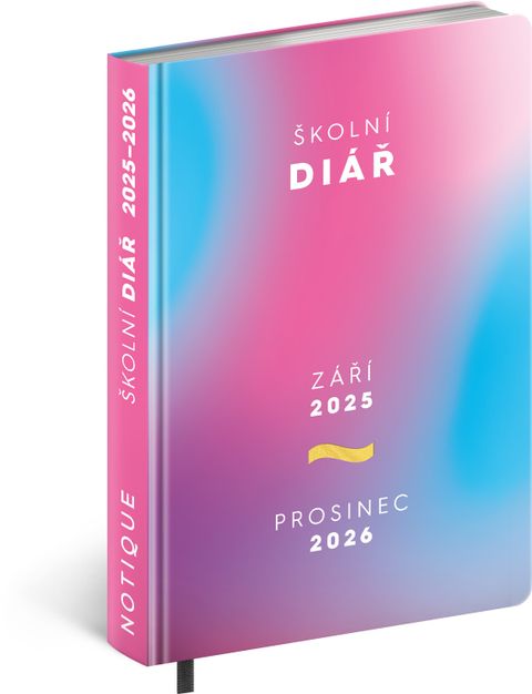 Obrázek produktu: Školní diář Růžový (září 2025 – prosinec 2026), 9,8 × 14,5 cm