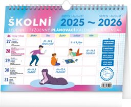 Obrázek produktu: Školní plánovací kalendář 2025/2026 s háčkem, 30 × 21 cm