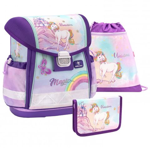 Obrázek produktu: Školní set Belmil - Rainbow Unicorn Magic (aktovka + penál + sáček)