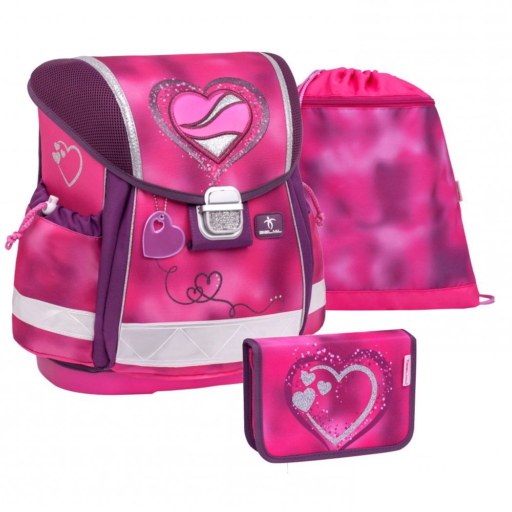 Školní set Belmil - Shiny Pink (aktovka + penál + sáček)