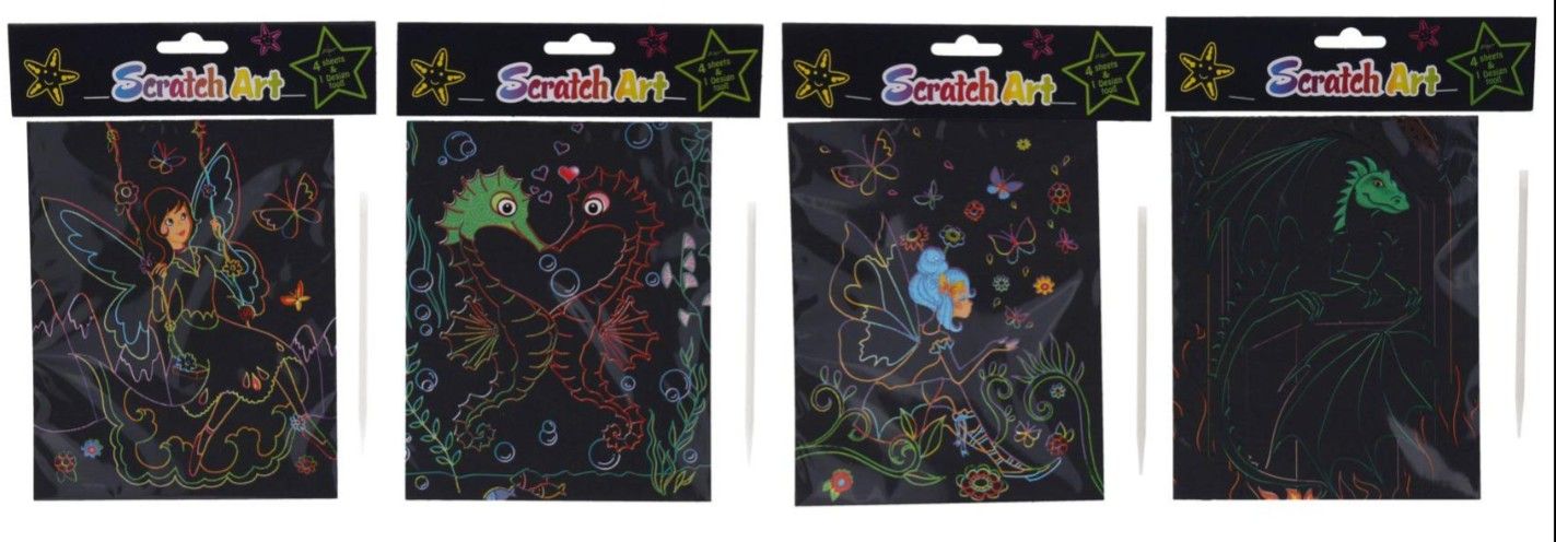 Škrabací obrázek duhový 4 listy 18 x 14,5 cm, mix druhů