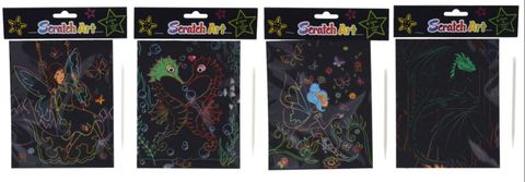 Obrázek produktu: Škrabací obrázek duhový 4 listy 18 x 14,5 cm, mix druhů