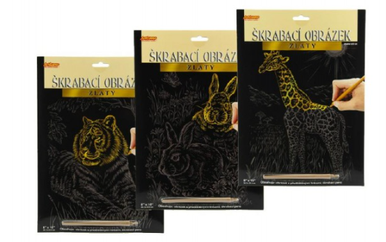 Škrabací obrázek zlatý A4, mix