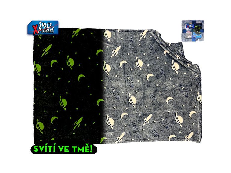 Mikro Trading Deka 100x150cm vesmírný design ve tmě svítící