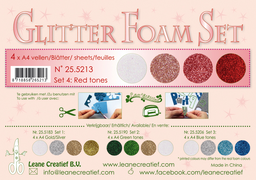 Obrázek produktu: Speciální pěnová guma LEANE na výrobu květin A4 - glitter červené tóny - 4 ks
