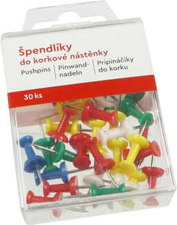 Obrázek produktu: Špendlíky pro korkové nástěnky 30 ks - barevné