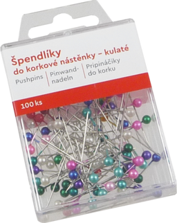 Obrázek produktu: Špendlíky pro korkové nástěnky, kulaté, barevné 100 ks