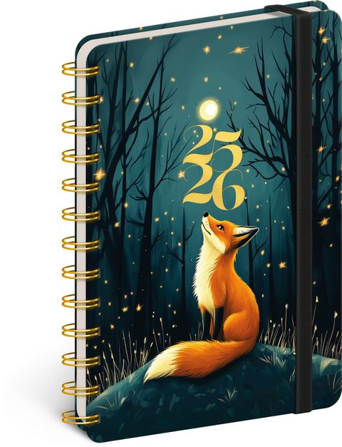 Obrázek produktu: Spirálový 18měsíční diář Petito – Liška 2025/2026, 13 × 18 cm