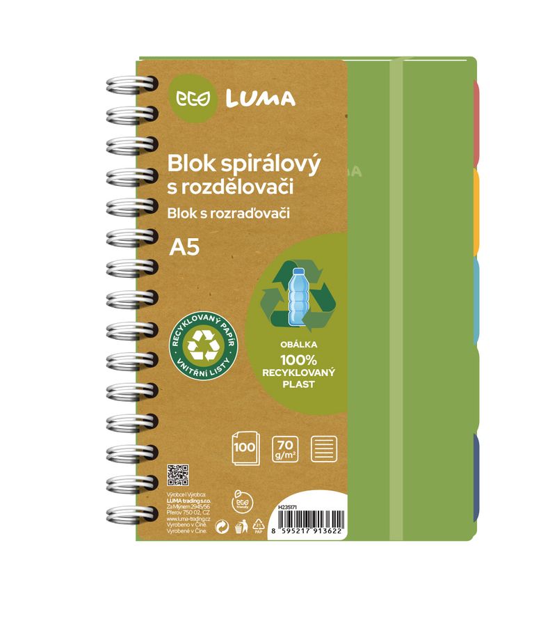 Blok spirála A5 s rozdělovači 100l ECO LUMA LUMA trading s.r.o.