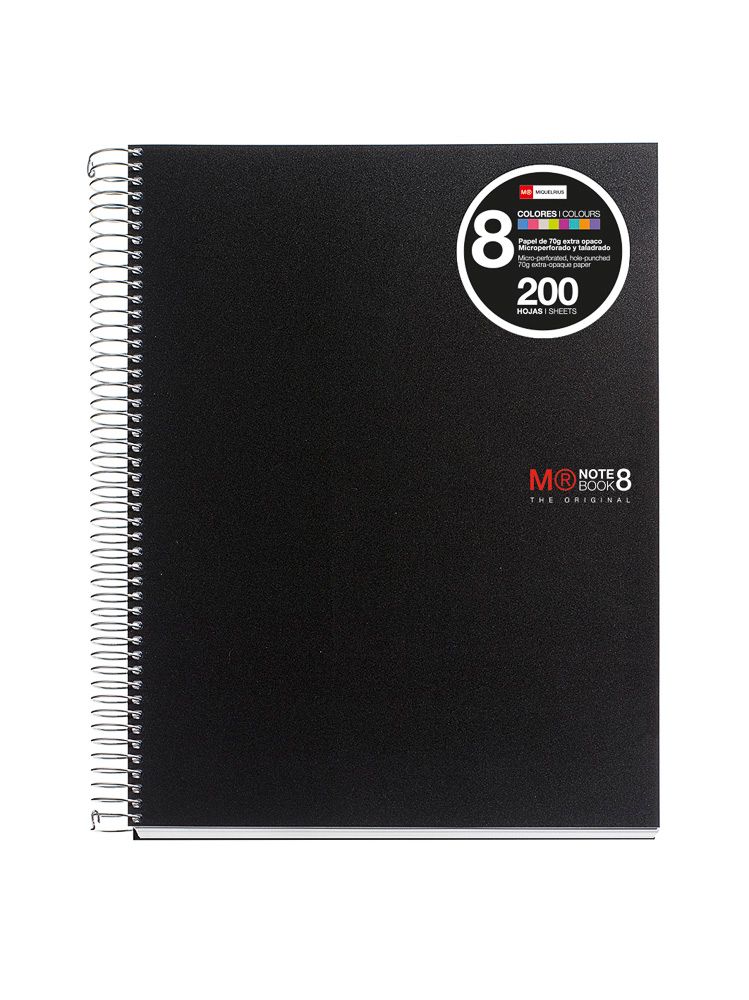 Spirálový blok BASIC s rozdělovači, A4, 200 listů, 70 g, linkovaný - černý