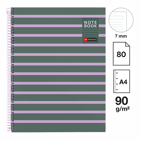 Obrázek produktu: Spirálový blok Between the Lines A4, 80 listů, 90 g, linkovaný - Ash
