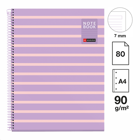 Obrázek produktu: Spirálový blok Between the Lines A4, 80 listů, 90 g, linkovaný - Mauve