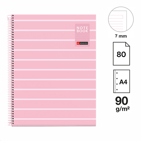 Obrázek produktu: Spirálový blok Between the Lines A4, 80 listů, 90 g, linkovaný - Pink