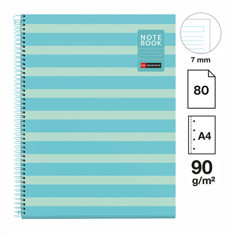 Obrázek produktu: Spirálový blok Between the Lines A4, 80 listů, 90 g, linkovaný - Sky Blue