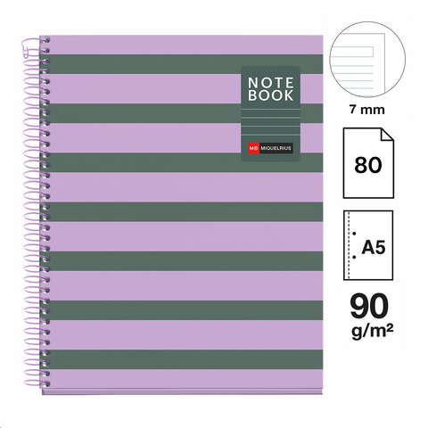 Obrázek produktu: Spirálový blok Between the Lines A5, 80 listů, 90 g, linkovaný - Ash