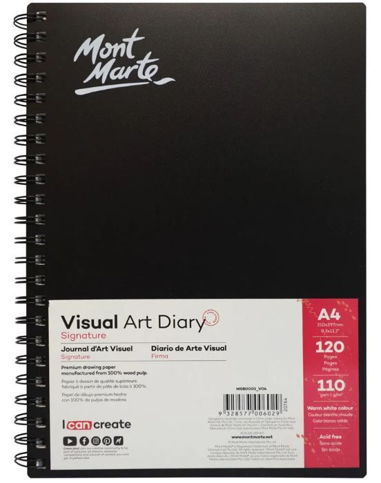 Spirálový kreslicí blok Mont Marte, bílý papír, 110g/m2, A4 - 60 listů
