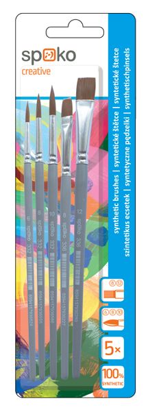 SPOKO sada štětců, 5 ks (kulaté 6, 8, 10 a ploché 8, 12)