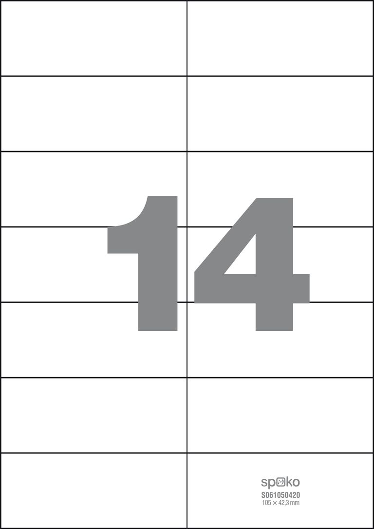 Spoko Samolepicí etikety A4 100 listů - 105 × 42,3 mm