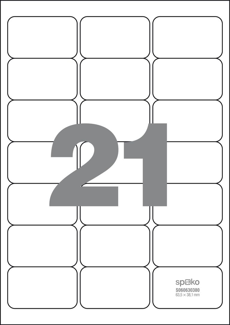 Spoko Samolepicí etikety A4 100 listů - 63,5 × 38,1 mm