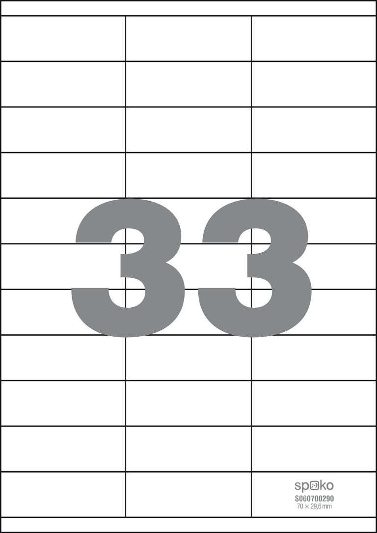 Spoko Samolepicí etikety A4 100 listů - 70 × 25,4 mm