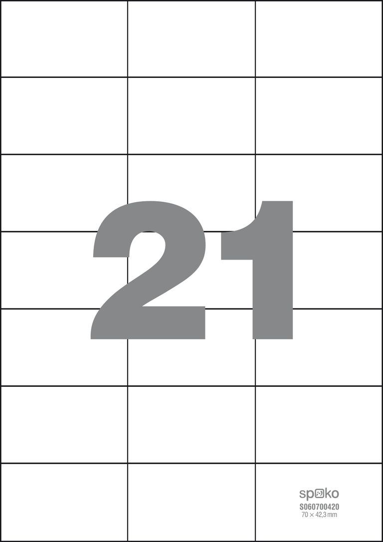 Spoko Samolepicí etikety A4 100 listů - 70 × 42,3 mm