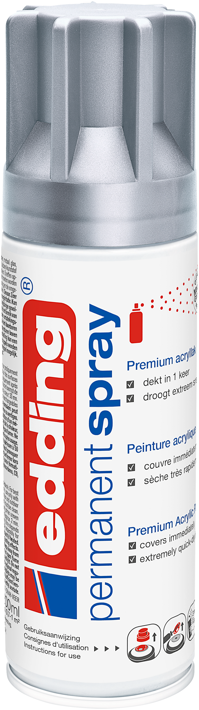 Akrylový sprej edding 5200 - stříbrná matná 923, objem 200,00 ml