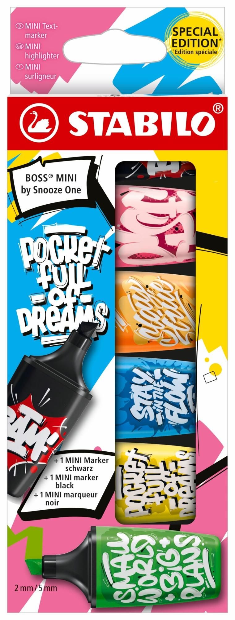 Zvýrazňovače a popisovač STABILO BOSS MINI by Snooze One 6 ks sada