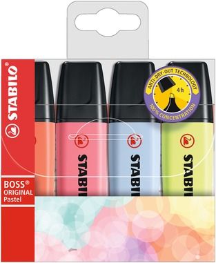 Obrázek produktu: STABILO BOSS ORIGINAL Pastel Zvýrazňovač - sada 4 barev (nové barvy)