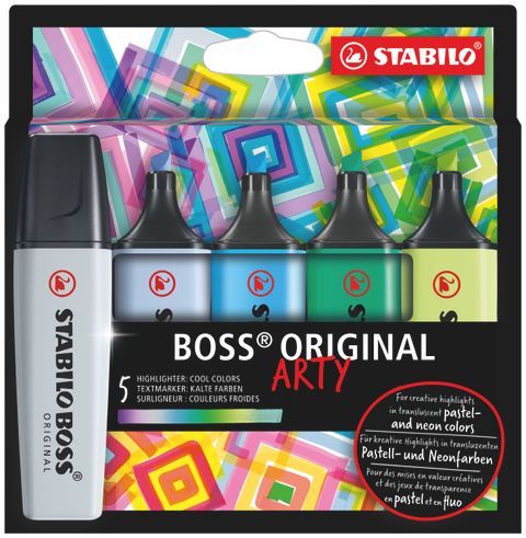 Obrázek produktu: STABILO BOSS ORIGINAL Zvýrazňovač ARTY - sada 5 barev, studené odstíny
