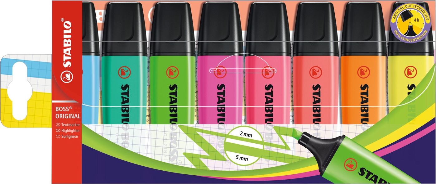 STABILO BOSS ORIGINAL Zvýrazňovač - sada 8 barev