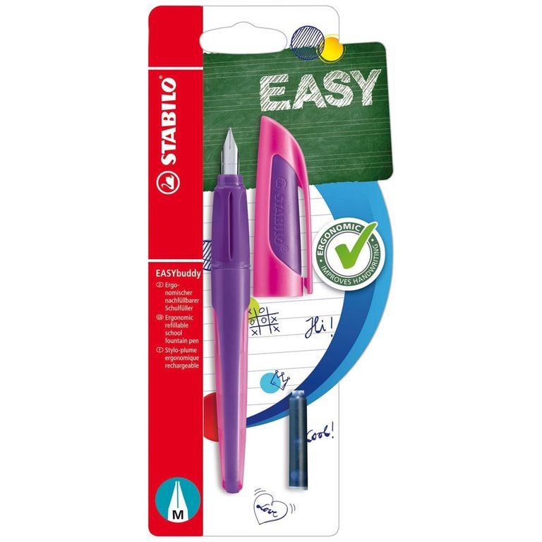 STABILO EASYbuddy Ergonomické školní plnicí pero - fialová/růžová, blistr