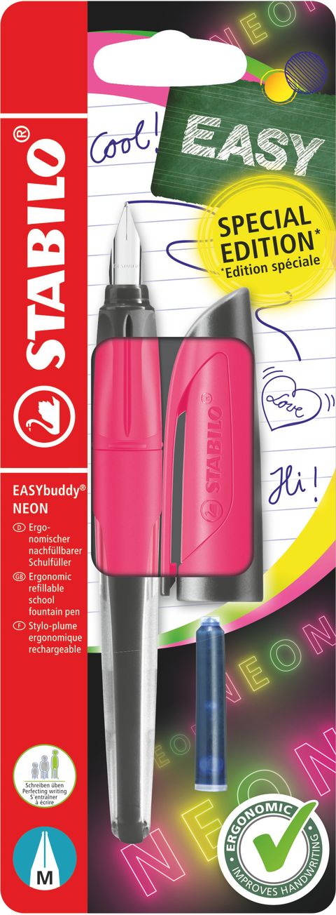 Obrázek produktu: STABILO EASYbuddy Ergonomické školní plnicí pero - neon růžová, blistr