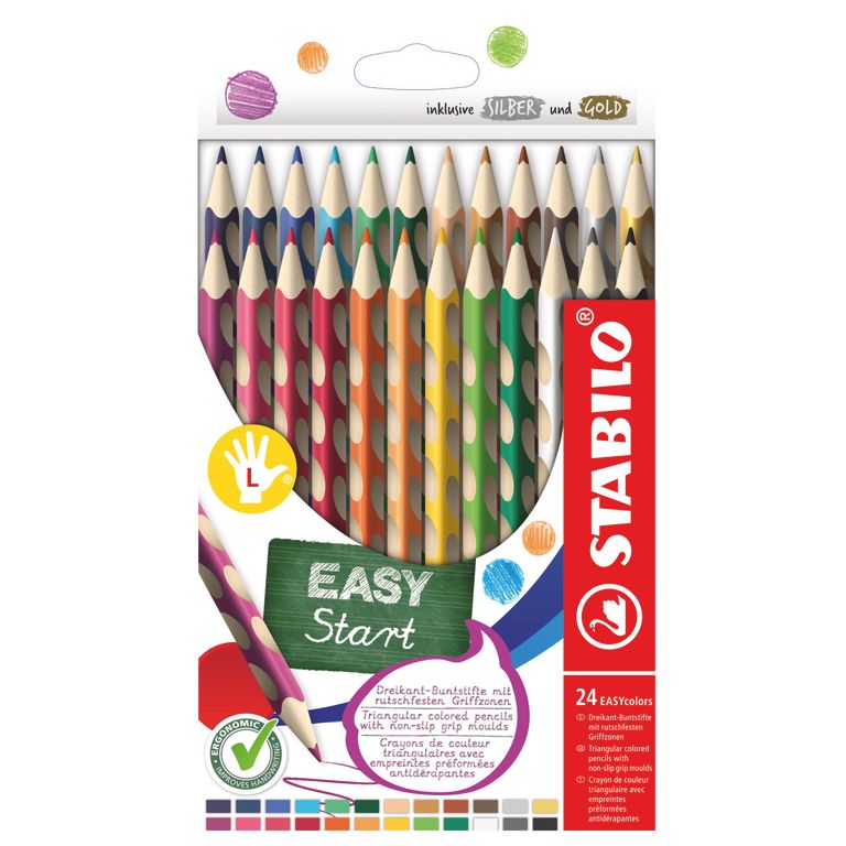 Ergonomické farbičky pre ľavákov- STABILO EASYcolors - 24 ks sada