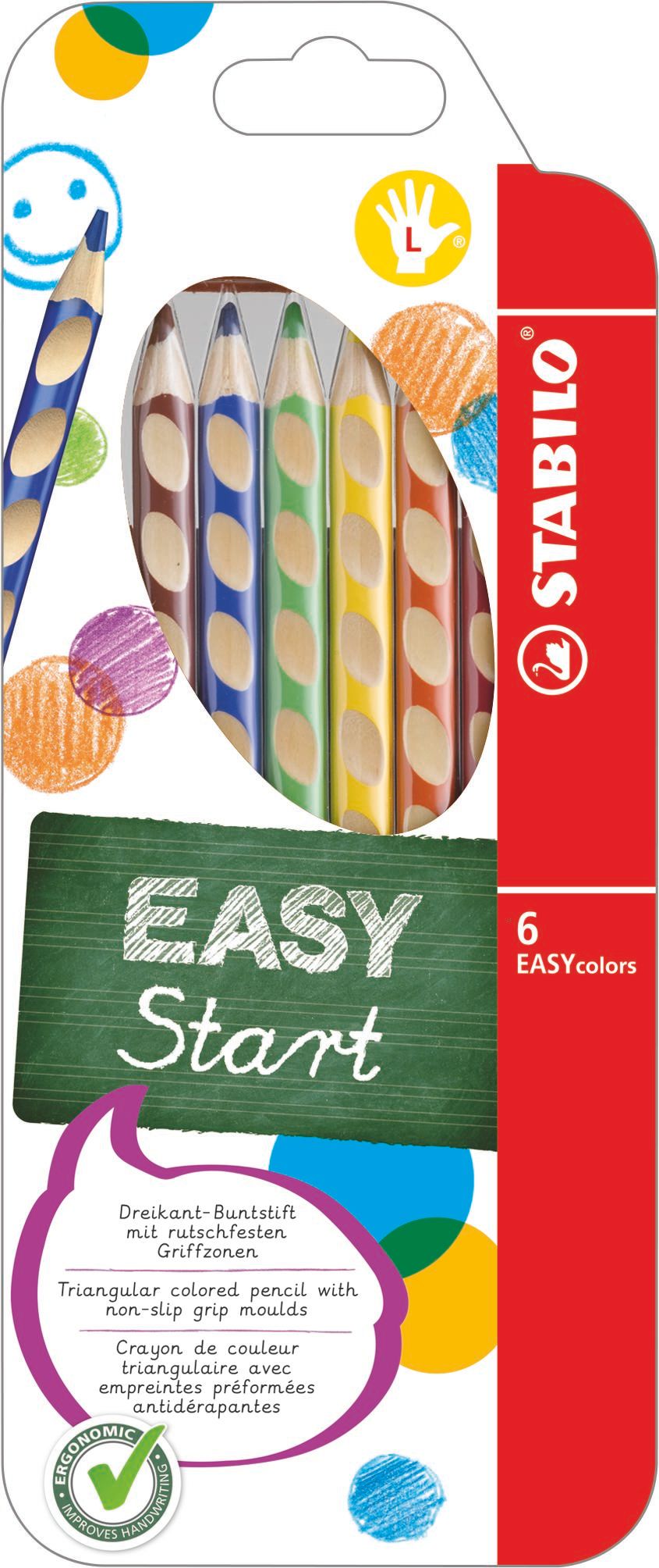 STABILO EASYcolors L Pastelky pro leváky - sada 6 barev