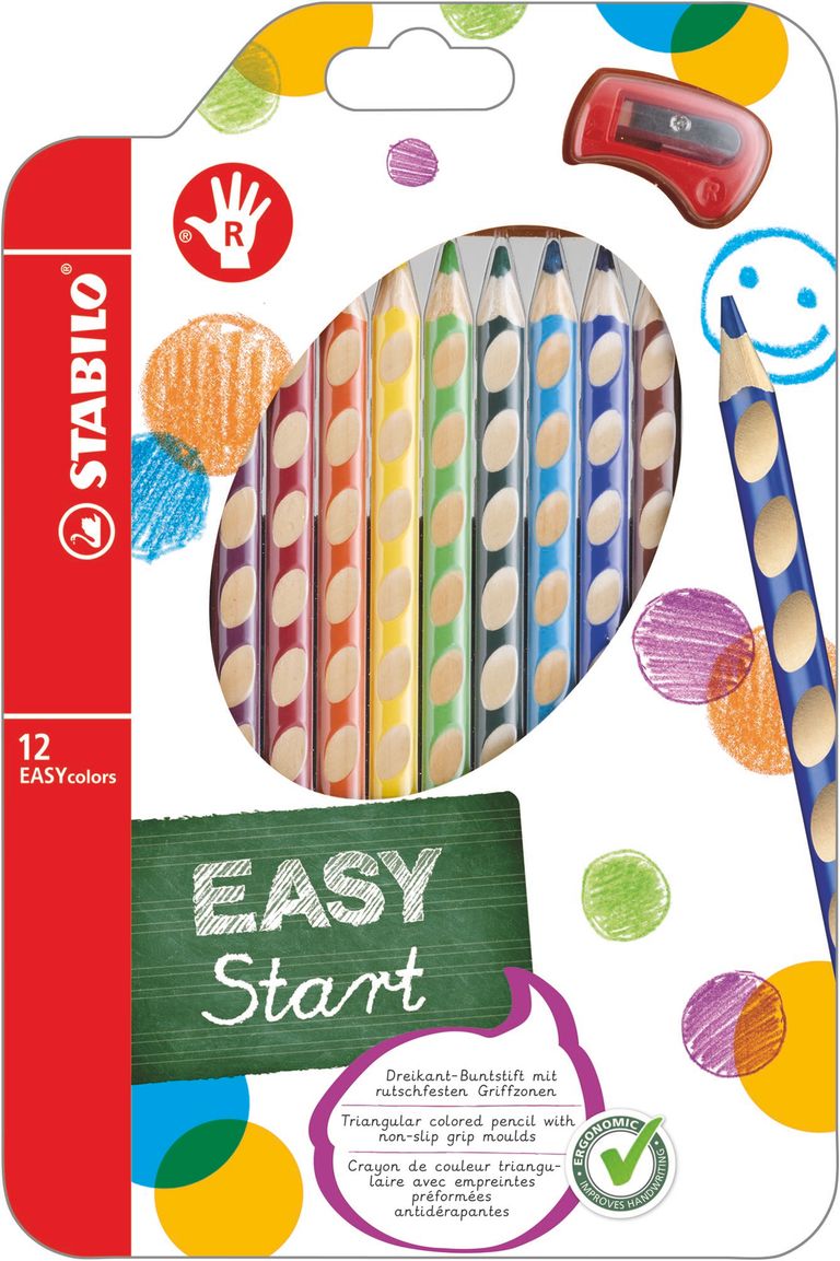 Levně STABILO EASYcolors P Pastelky pro praváky - sada 12 barev s ořezávátkem