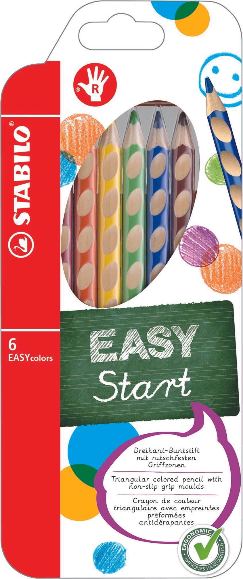 STABILO EASYcolors P Pastelky pro praváky - sada 6 barev
