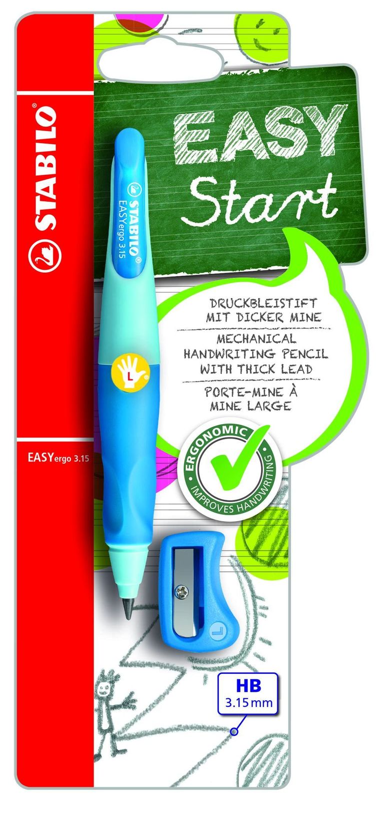 Levně STABILO EASYergo 3.15 L Mechanická grafitová tužka - modrá/tm.modrá