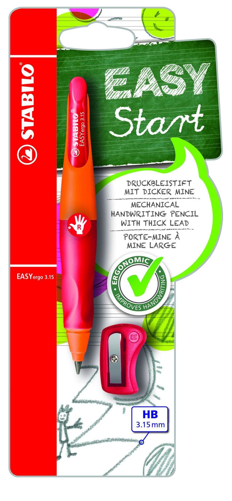 STABILO EASYergo tužka pro praváky 3,15 mm oranžová
