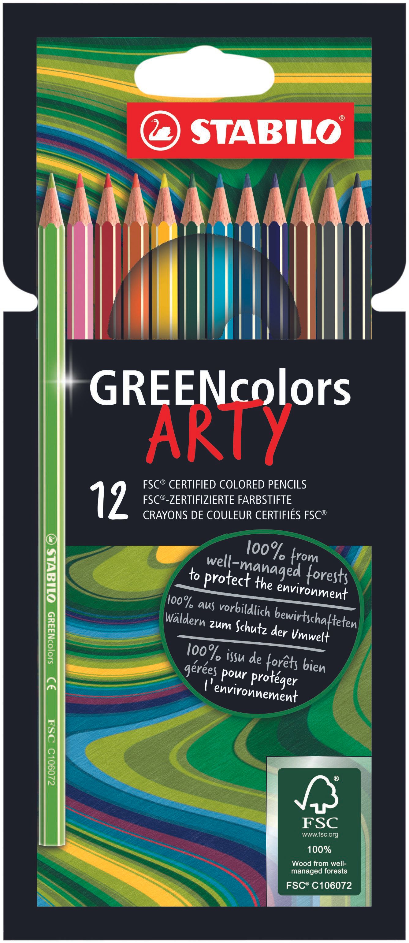 STABILO GREENcolors Pastelky ARTY - sada 12 barev