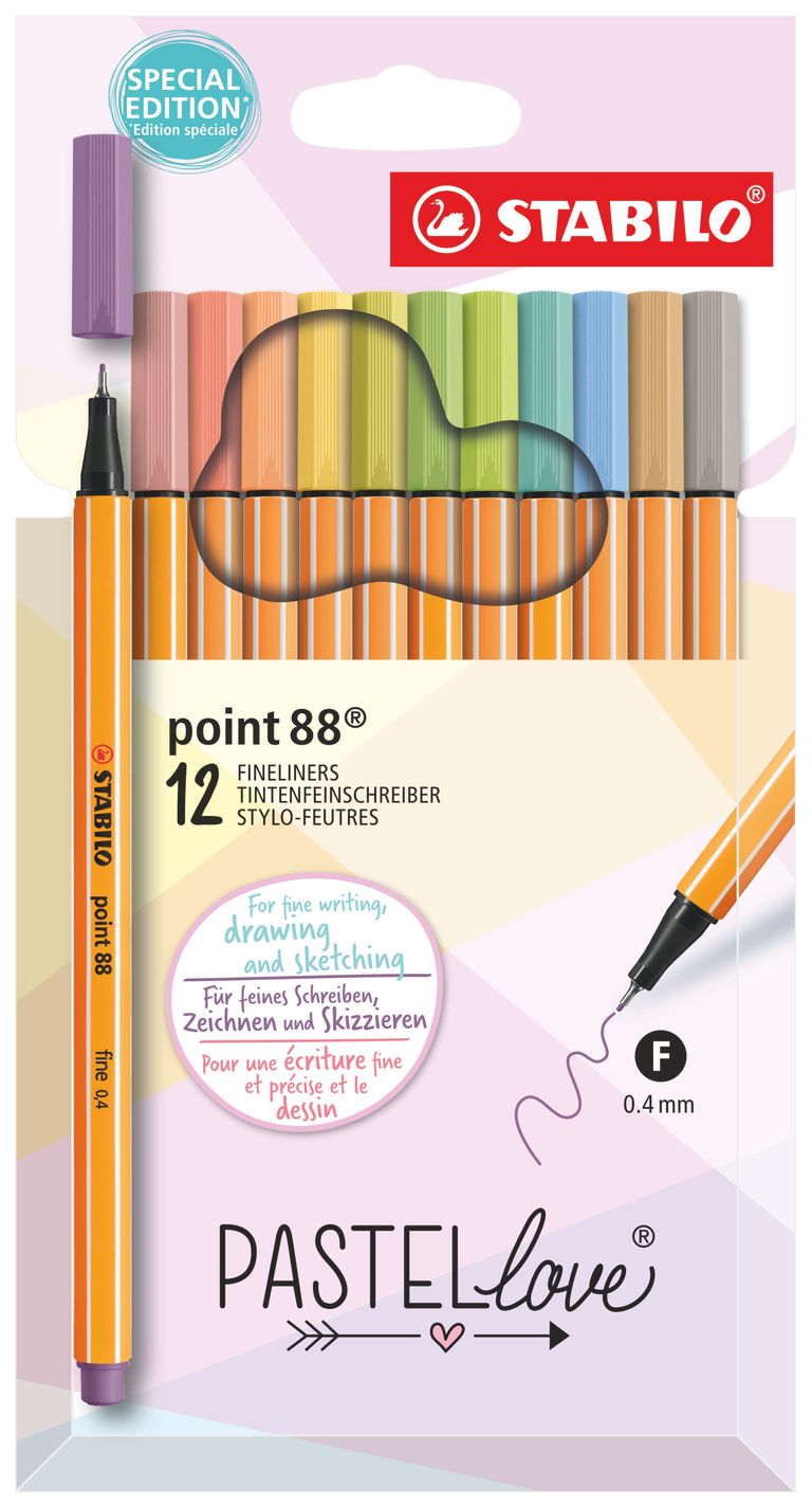 Jemný liner - STABILO point 88 - Pastellove - 12 ks